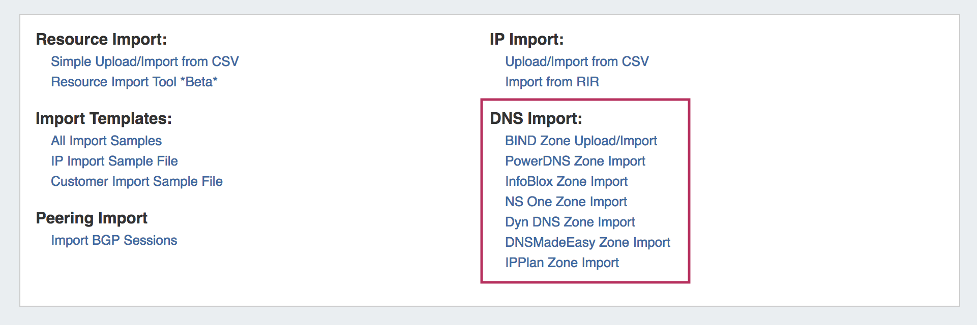 Documentation 7.0.0 / 7.0.1 > Import DNS Zones > 7.0.0 Admin Data Import DNS Import Options.png